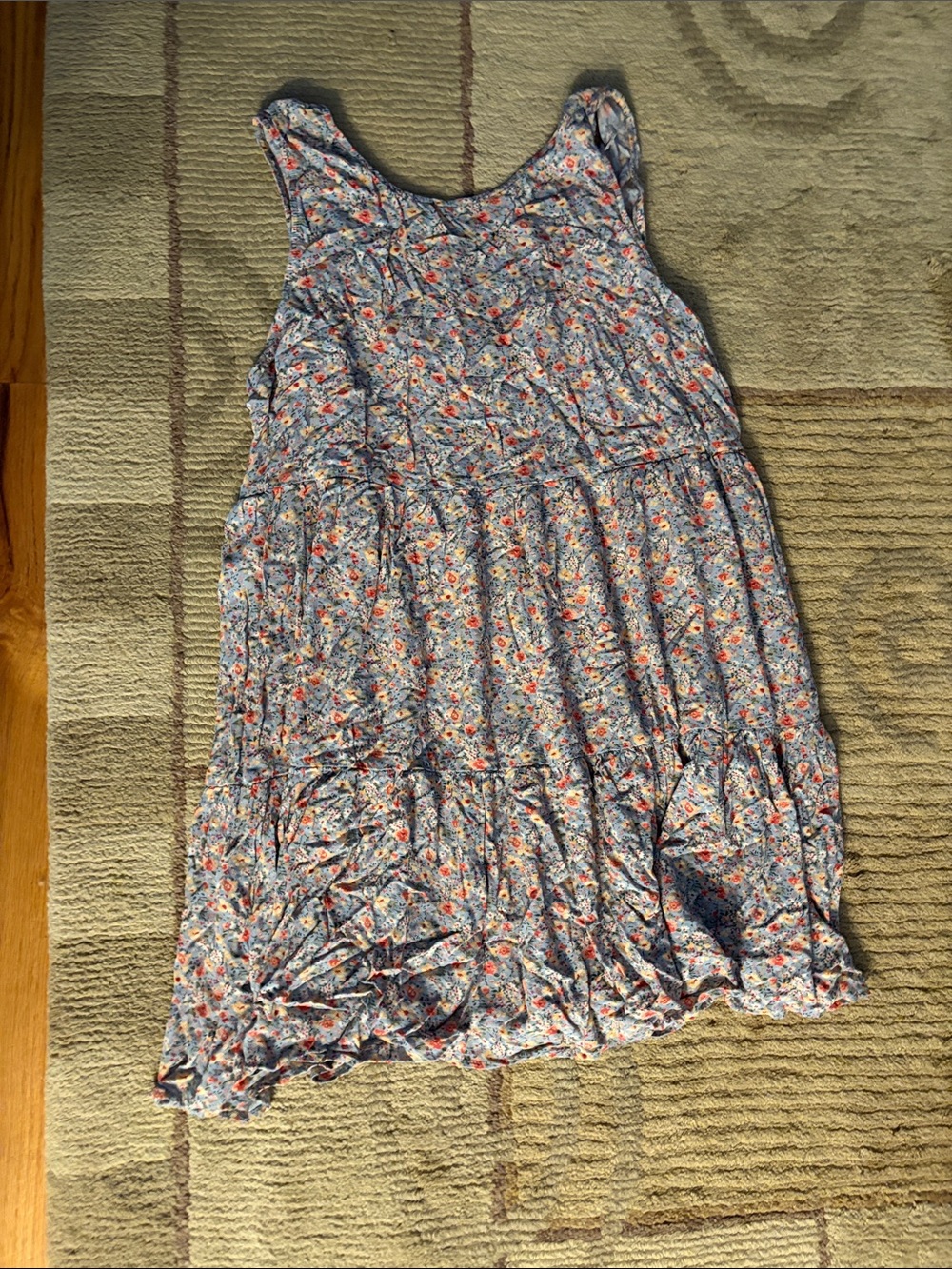American Eagle Outfitters Blue Floral Tiered Tank Dress - Picture 1 of 3